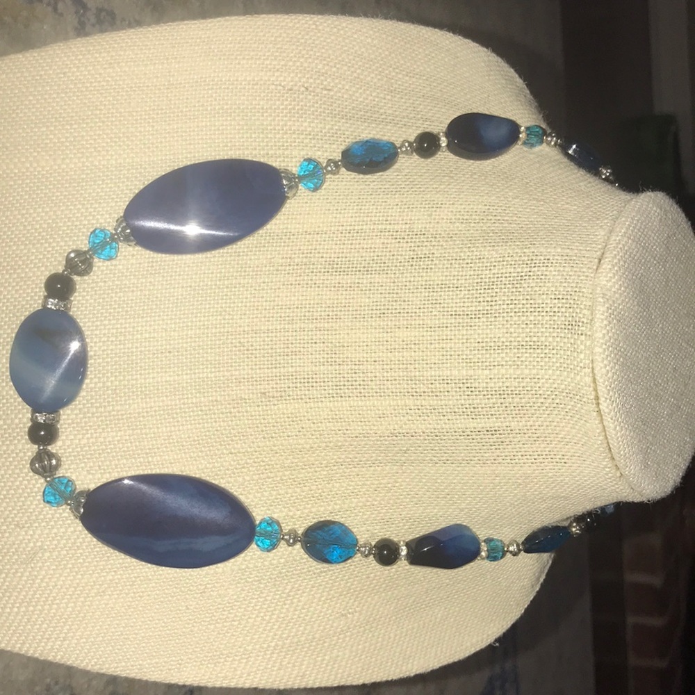 23inch vintage stone & glass bead necklace